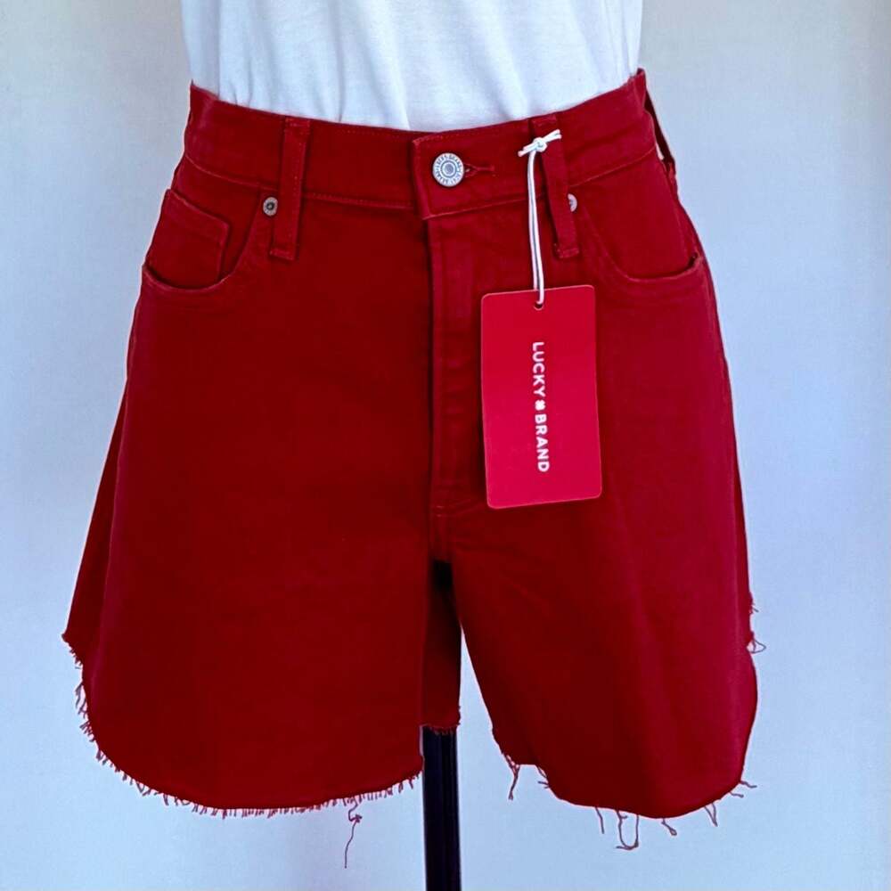 Lucky Brand Women’s Baggy 5" Short Red Denim Shorts Size 10/30